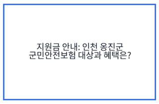 지원금 안내: 인천 옹진군 군민안전보험 대상과 혜택은?