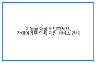 지원금 대상 확인하세요, 장애아가족 양육 지원 서비스 안내