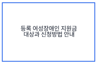 등록 여성장애인 지원금 대상과 신청방법 안내