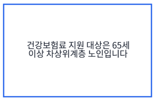 건강보험료 지원 대상은 65세 이상 차상위계층 노인입니다