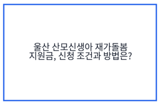 울산 산모신생아 재가돌봄 지원금, 신청 조건과 방법은?
