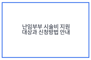 난임부부 시술비 지원 대상과 신청방법 안내