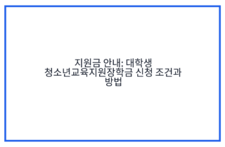 지원금 안내: 대학생 청소년교육지원장학금 신청 조건과 방법