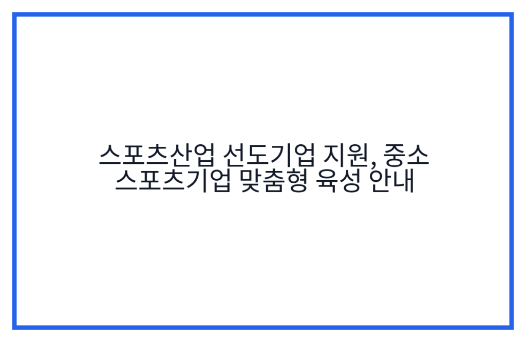 스포츠산업 선도기업 지원, 중소 스포츠기업 맞춤형 육성 안내