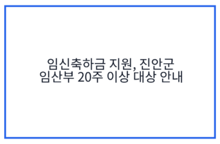 임신축하금 지원, 진안군 임산부 20주 이상 대상 안내