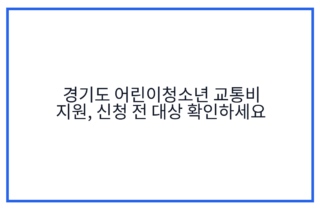 경기도 어린이청소년 교통비 지원, 신청 전 대상 확인하세요