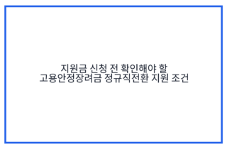 지원금 신청 전 확인해야 할 고용안정장려금 정규직전환 지원 조건
