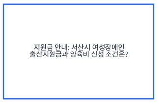 지원금 안내: 서산시 여성장애인 출산지원금과 양육비 신청 조건은?