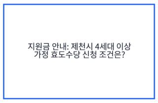 지원금 안내: 제천시 4세대 이상 가정 효도수당 신청 조건은?