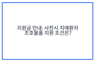 지원금 안내: 사천시 치매환자 조호물품 지원 조건은?