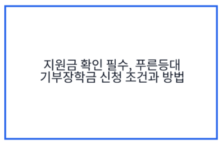 지원금 확인 필수, 푸른등대 기부장학금 신청 조건과 방법