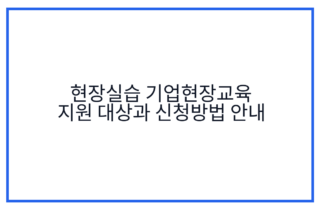 현장실습 기업현장교육 지원 대상과 신청방법 안내