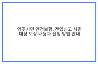 영주시민 안전보험, 전입신고 시민 대상 보상 내용과 신청 방법 안내