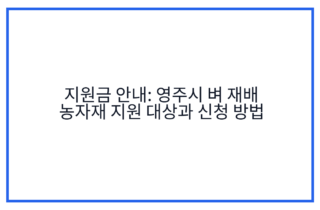 지원금 안내: 영주시 벼 재배 농자재 지원 대상과 신청 방법