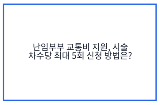 난임부부 교통비 지원, 시술 차수당 최대 5회 신청 방법은?