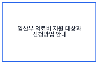 임산부 의료비 지원 대상과 신청방법 안내