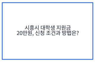 시흥시 대학생 지원금 20만원, 신청 조건과 방법은?