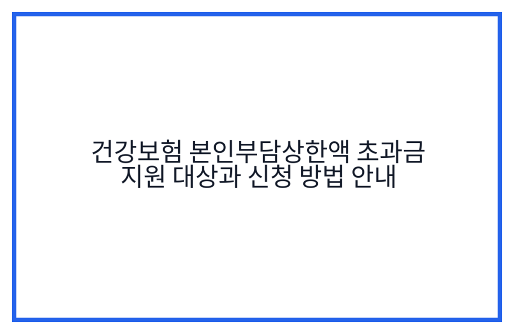 건강보험 본인부담상한액 초과금 지원 대상과 신청 방법 안내