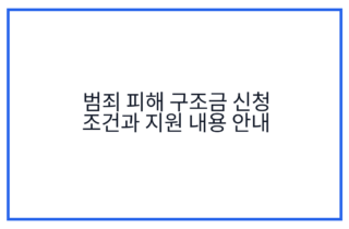 범죄 피해 구조금 신청 조건과 지원 내용 안내