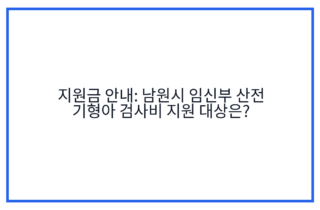 지원금 안내: 남원시 임신부 산전 기형아 검사비 지원 대상은?