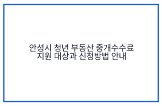 안성시 청년 부동산 중개수수료 지원 대상과 신청방법 안내