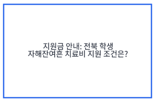 지원금 안내: 전북 학생 자해잔여흔 치료비 지원 조건은?