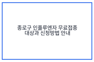 종로구 인플루엔자 무료접종 대상과 신청방법 안내