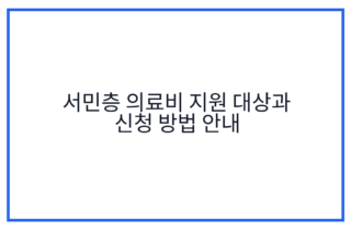 서민층 의료비 지원 대상과 신청 방법 안내