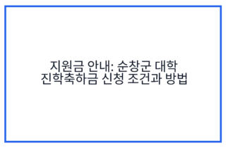 지원금 안내: 순창군 대학 진학축하금 신청 조건과 방법