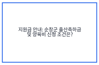 지원금 안내: 순창군 출산축하금 및 양육비 신청 조건은?