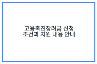 고용촉진장려금 신청 조건과 지원 내용 안내