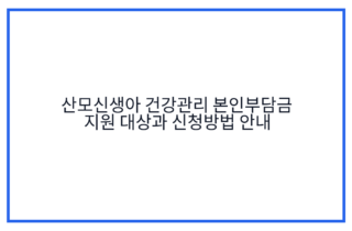 산모신생아 건강관리 본인부담금 지원 대상과 신청방법 안내