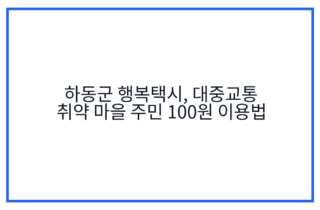 하동군 행복택시, 대중교통 취약 마을 주민 100원 이용법