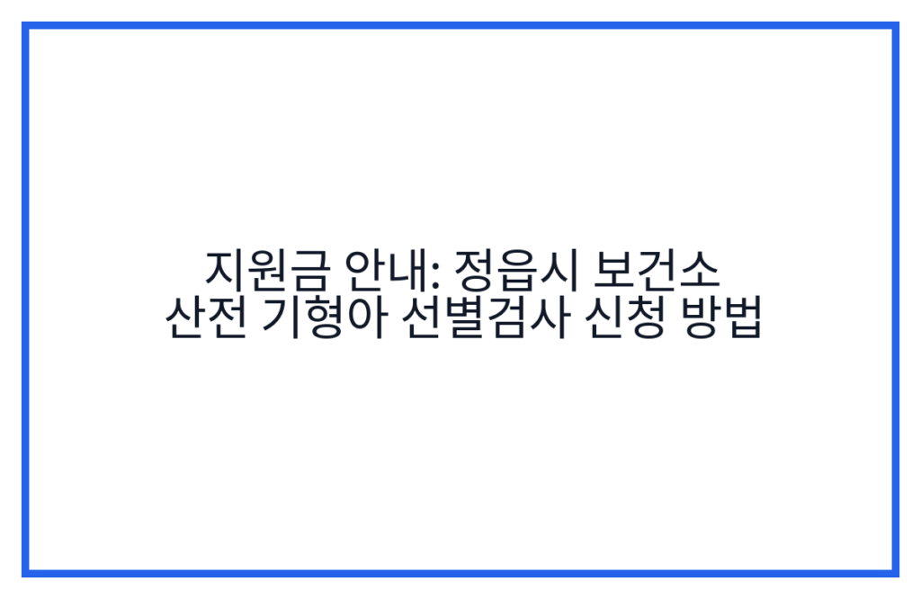 지원금 안내: 정읍시 보건소 산전 기형아 선별검사 신청 방법