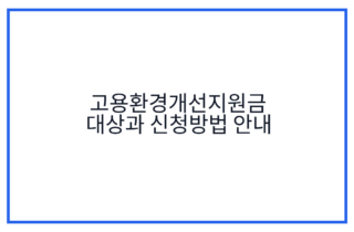 고용환경개선지원금 대상과 신청방법 안내