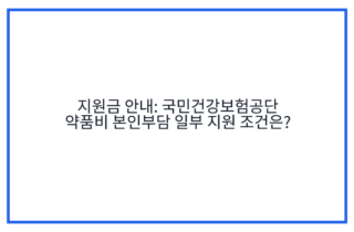 지원금 안내: 국민건강보험공단 약품비 본인부담 일부 지원 조건은?