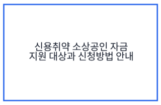신용취약 소상공인 자금 지원 대상과 신청방법 안내