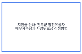 지원금 안내: 진도군 참전유공자 배우자수당과 사망위로금 신청방법