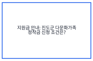 지원금 안내: 진도군 다문화가족 정착금 신청 조건은?