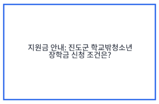지원금 안내: 진도군 학교밖청소년 장학금 신청 조건은?