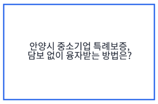 안양시 중소기업 특례보증, 담보 없이 융자받는 방법은?