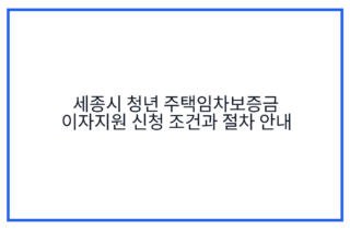 세종시 청년 주택임차보증금 이자지원 신청 조건과 절차 안내