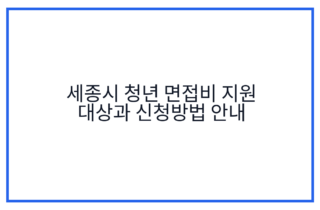 세종시 청년 면접비 지원 대상과 신청방법 안내