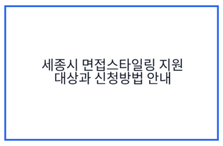 세종시 면접스타일링 지원 대상과 신청방법 안내