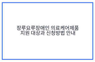 장루요루장애인 의료케어제품 지원 대상과 신청방법 안내
