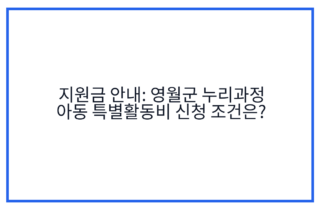 지원금 안내: 영월군 누리과정 아동 특별활동비 신청 조건은?