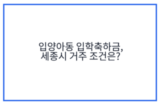 입양아동 입학축하금, 세종시 거주 조건은?