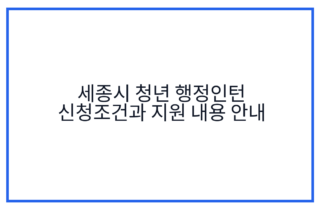 세종시 청년 행정인턴 신청조건과 지원 내용 안내