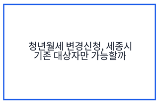 청년월세 변경신청, 세종시 기존 대상자만 가능할까