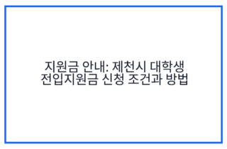 지원금 안내: 제천시 대학생 전입지원금 신청 조건과 방법